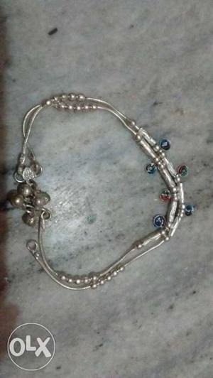 Round Silver Beaded Bracelet