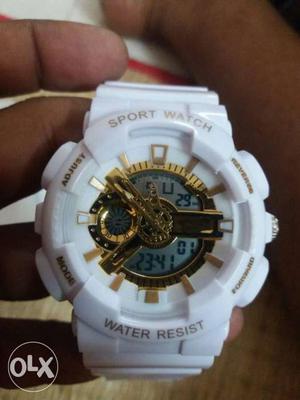 Round White Sport Watch With Strap
