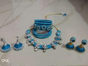 Silk thread Bangles, earrings and necklace set