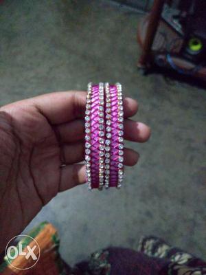 Silver And Pink Bracelet