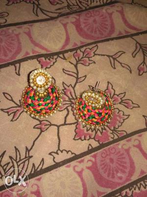Two Pair Of Multicolored Dangling Earrings