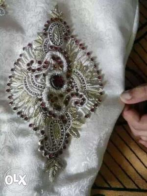 White And Brown Embellished Textile