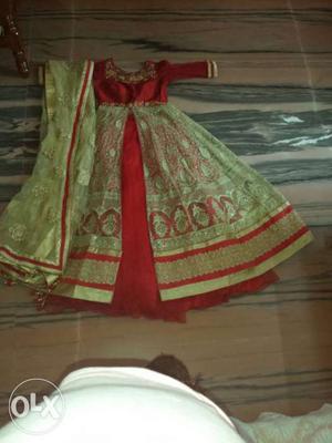 Women's Gold And Red Sari