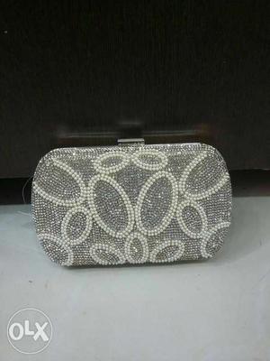 Women's Gray And White Clutch Bag