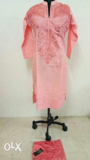 Women's Pink Long-sleeved Traditional Dress
