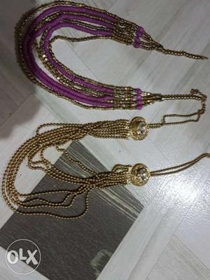 Women's Purple And Gold Multi Strand Necklace
