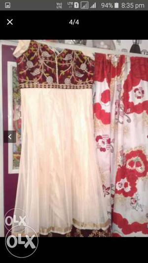 Women's Red And White Sari