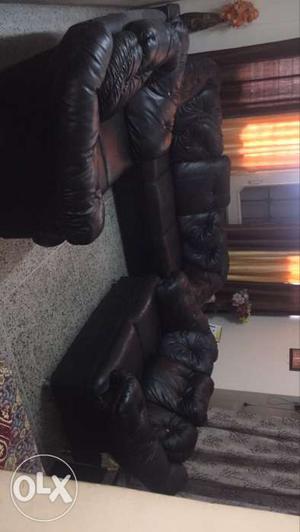 7 Seater Large black Leather Sofa!
