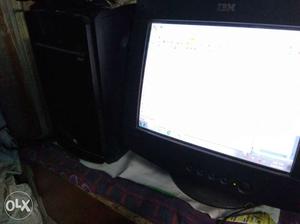 Black Flat Screen Computer Monitor IBM