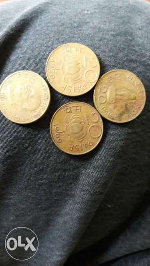 Four Round Gold Indian Coins