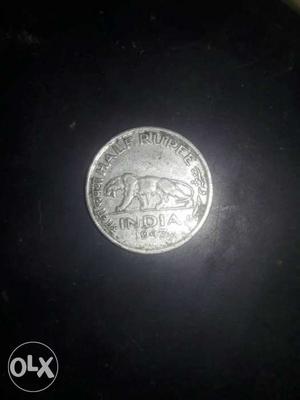 George 6th king emperor half rupee coin of india
