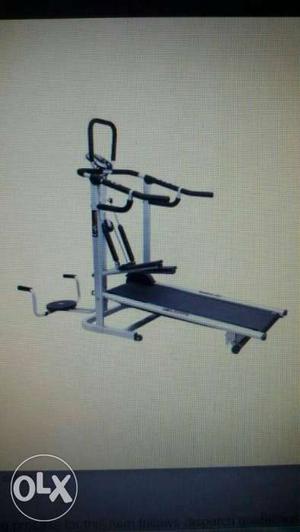 Grey And Black Inclined Treadmill