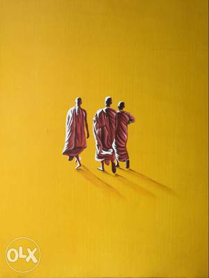 Illustration Of Three Monks Walking
