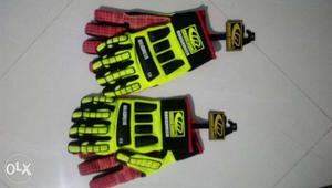 Neon Green Black And Red Hand Gloves