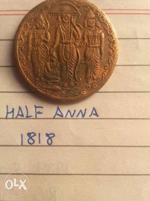 Old coin half anna indian()