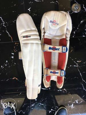 Pair Of White-and-red Morrant Shin Guard