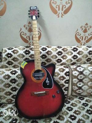 Red Burst Cutaway Acoustic Guitar
