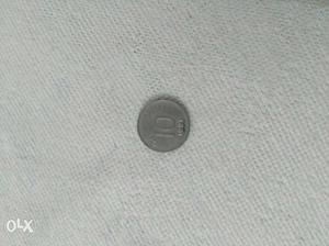 Round Silver 10 Indian Paise Coin