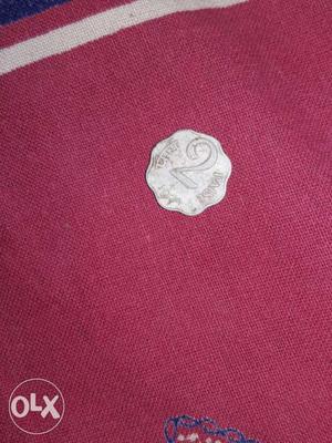 Scalloped Silver 2 Indian Paise Coin
