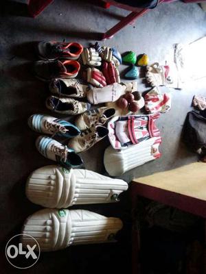 Shoes Lot And Cricket Sport Gear Equipment