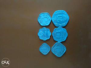 Six Blue Indian Coins