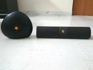 Two Black Portable Wireless Speakers combo individual 