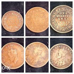 Urgent sale One Quarter Anna Indian old Coins