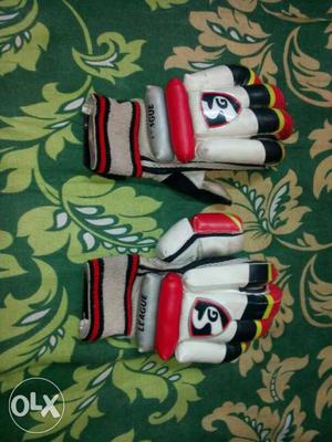 White-black-red SG Cricket Gloves