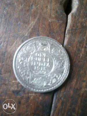  silver coin one rupee George v king emperor