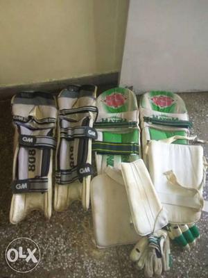 2 sets of cricket pad G M and S S 1 pair of gloves very good