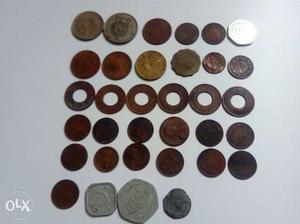 34 old coins of different types