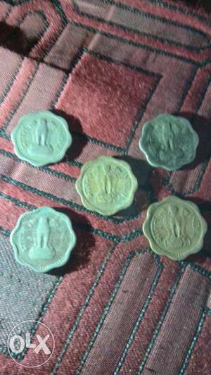 Five 10 Indian Paise Coisn