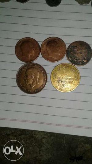 Five Round Copper Coins