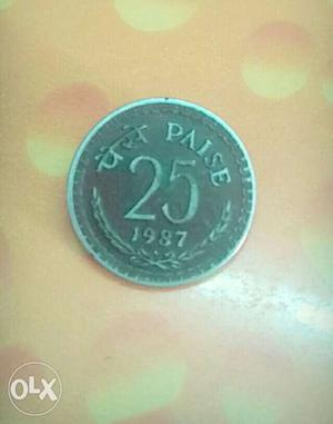Old coin of India 25 paise 