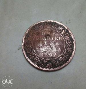 One Quarter Anna  coin with good condition