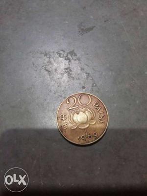  Round Silver Indian 20 Paise