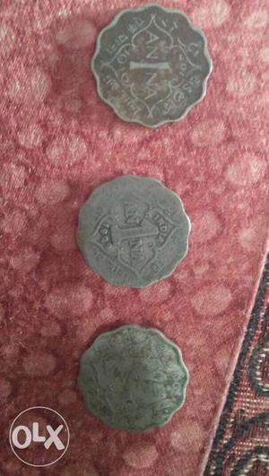 Three Silver 1 Indian Paise