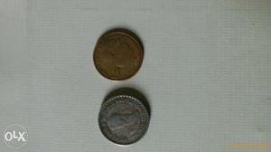Two Round Bronze And Silver Coins
