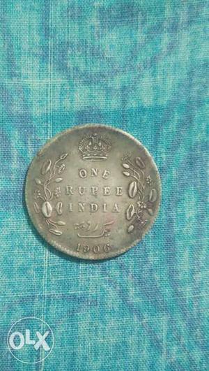 111yrs old 1 rupee silver coin.regime of edward