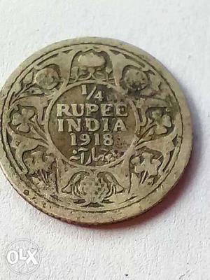 1/4 Rupee Indian Coin