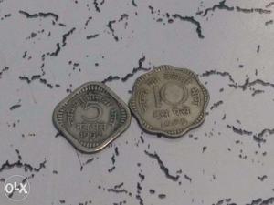 5 and 10 Indian Paise Original Silver Coin of 