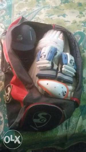 A Cricket kit including -: pair of gloves,pair of