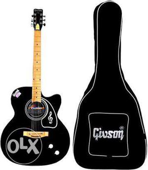 Black Cutaway Acoustic Guitar With Gig Cvase
