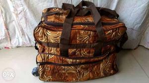 Brown Floral Duffel Bag