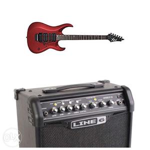 Cort x6 satin red & Line 6 iv rs. No
