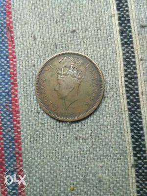 King George 6 Emperor 1/4 Anna British Indian Coin