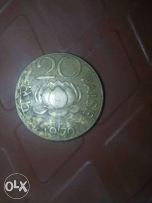 Round Silver 20 Indian Paise 
