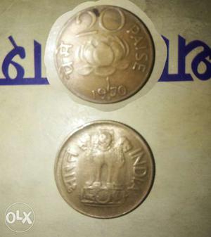 Two Silver India Paise Coins