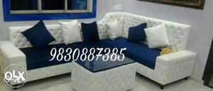 White And Blue Living Room Set