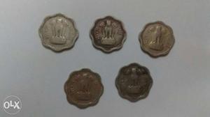5 coins of 10 paise of year 